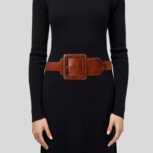 Maison Martin Margiela wide large buckle brown leather belt